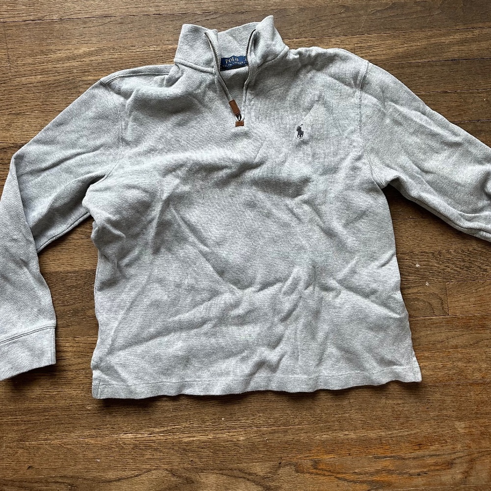 Grey Half Zip Polo Sweater